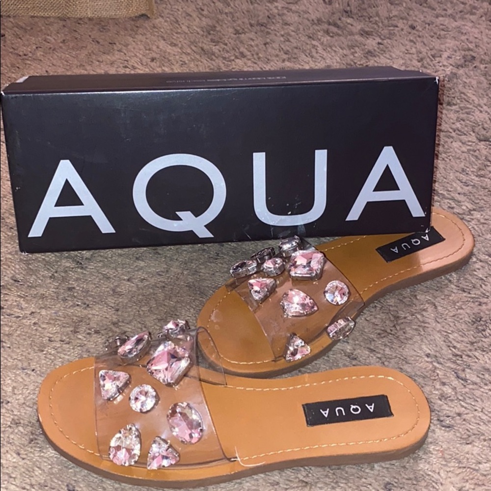 Aqua rhinestone sandals